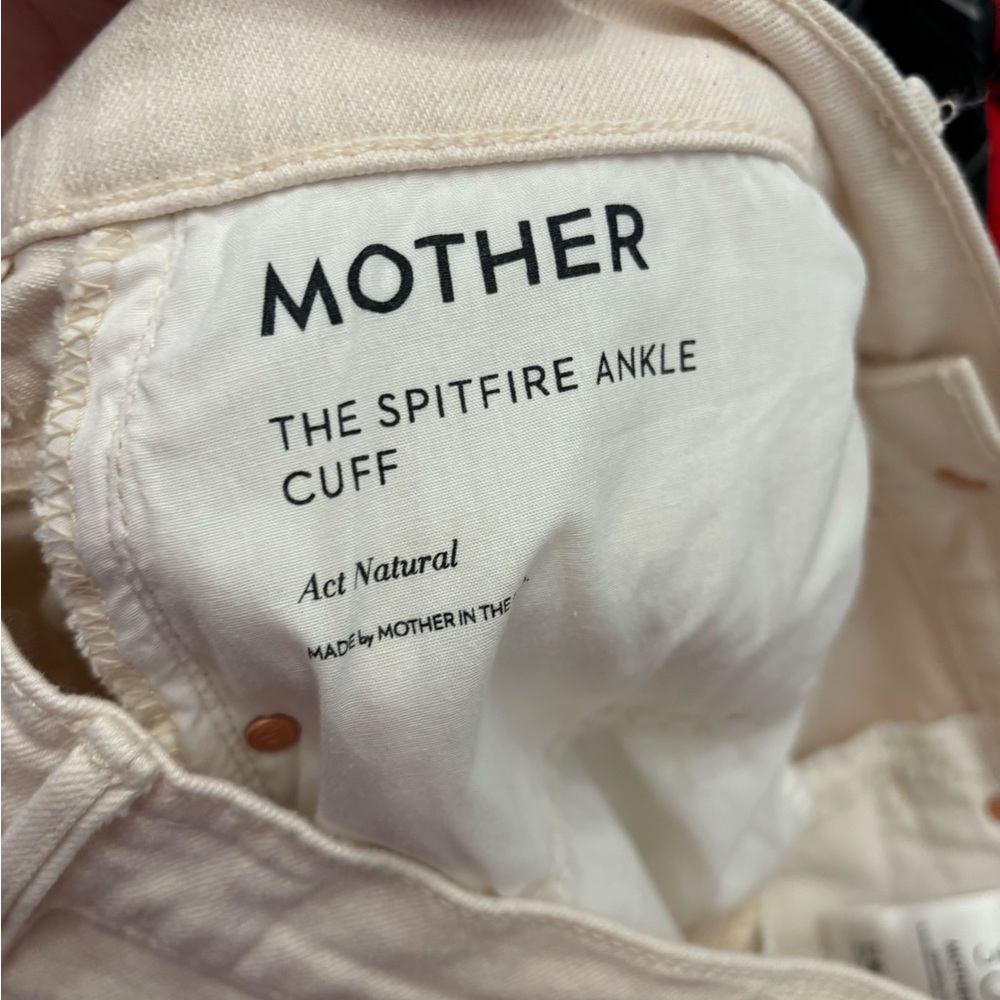 New Mother Superior Off White cre Spitfire Ankle Cuff Wide Jeans 30 $ 238 - Picture 7 of 7